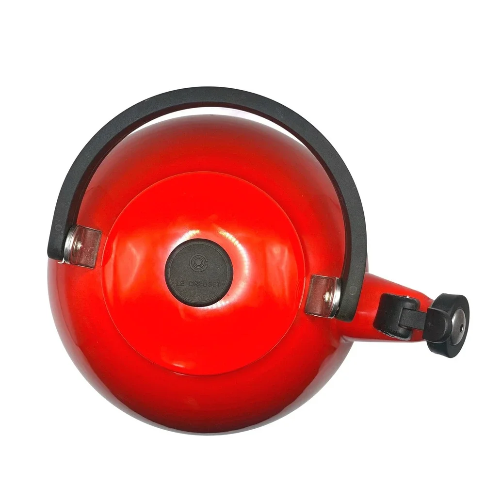 Le Creuset Zen Tea Kettle 1.6 Qt Cerise Red Enamel on Steel Whistling Stovetop